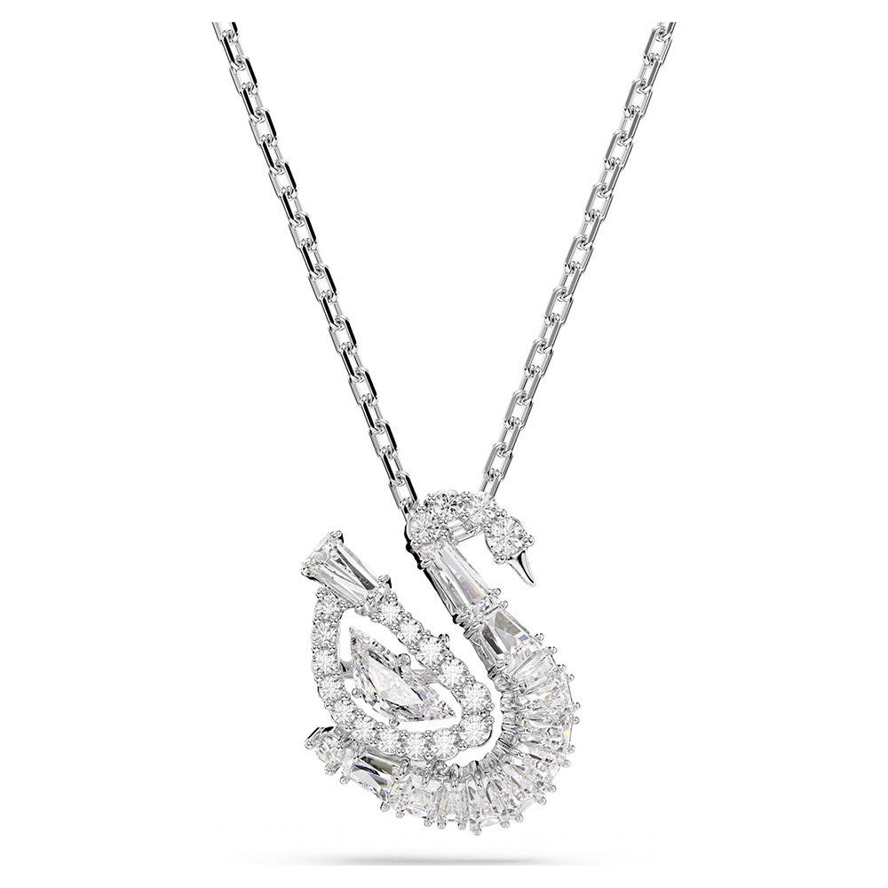 SWAROVSKI 施華洛世奇 Swan 天鵝優雅律動 白色水晶項鍊(5732412), , large