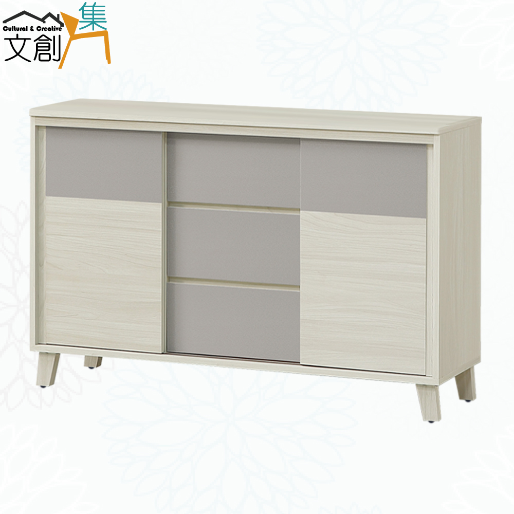 【文創集】泰勒曼4尺推門三抽低餐櫃(客約商品)