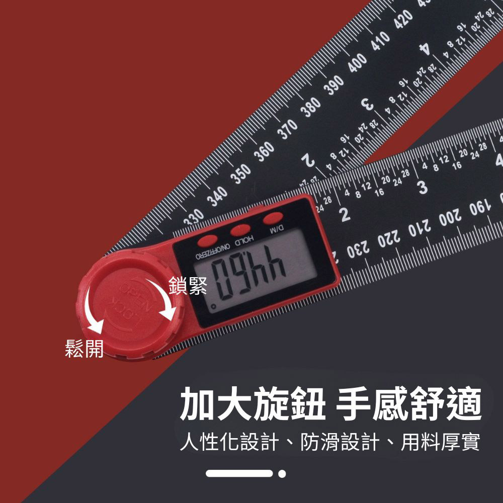 Digital angle ruler &ndash; black/red (plastic) 200mm, , large