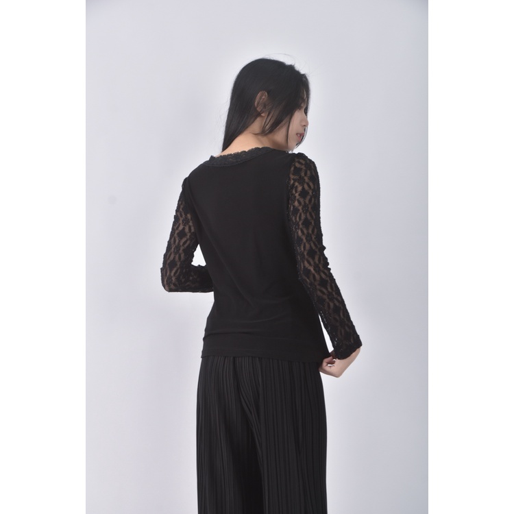 (S) 棉質V領黑色長袖上衣二手衣, , large