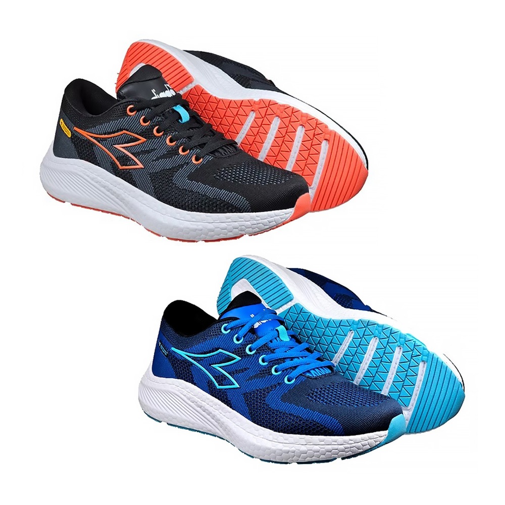 DIADORA迪亞多那 鷹翼專業輕量跑鞋 男運動鞋 男鞋 台灣製造 透氣 吸震 減壓 保護後跟 足弓支撐 耐久站 黑 藍