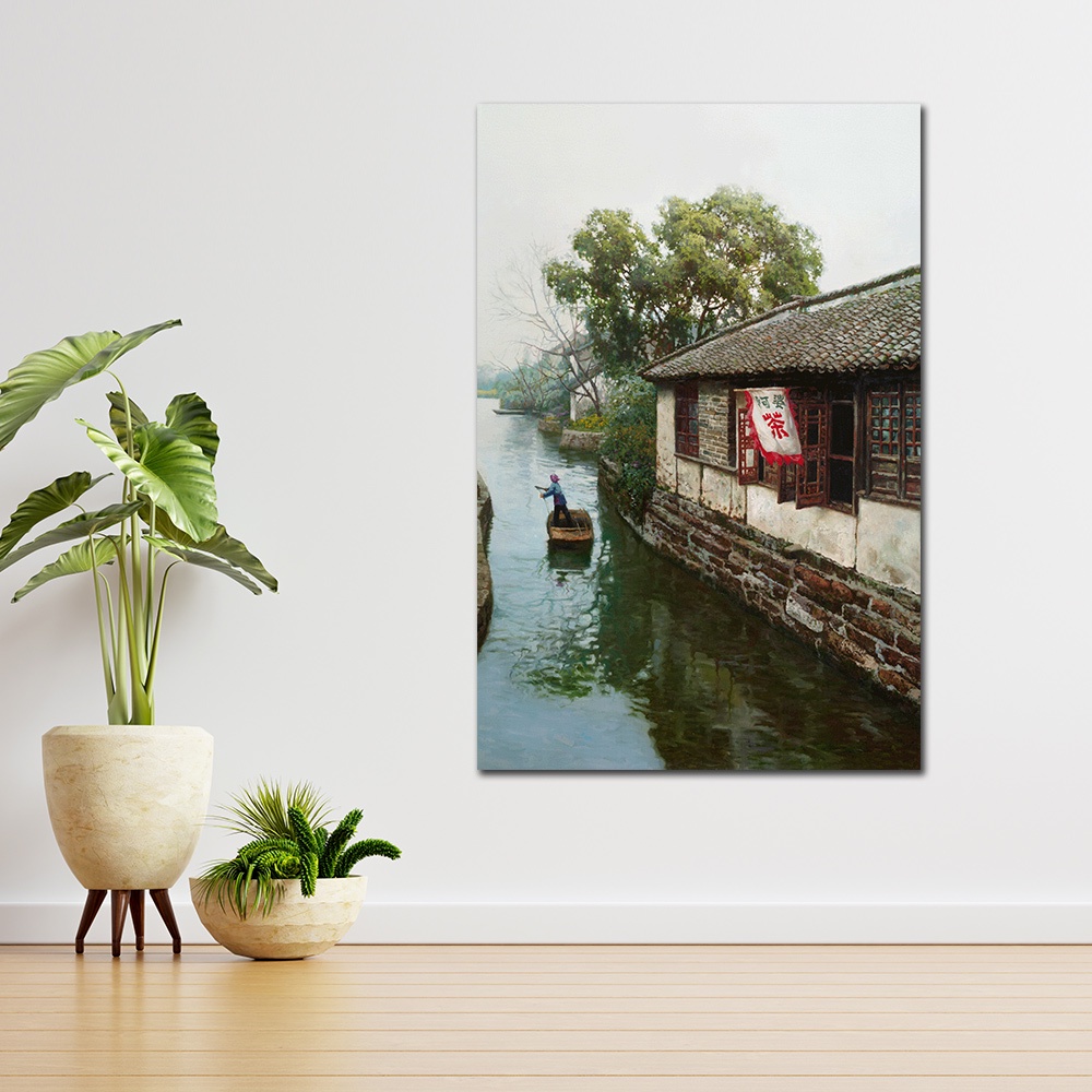 【御畫房】江南水鄉 國家一級畫師手繪油畫60×90cm(VF-29), , large