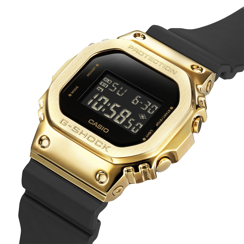 CASIO 卡西歐 G-SHOCK 工業風金屬色電子錶-黑x金 GM-5600G-9, , large