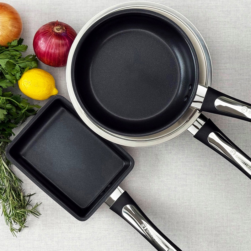 【SANSO LIFE】不鏽鋼不沾平底深鍋 24cm (附不鏽鋼蓋), , large