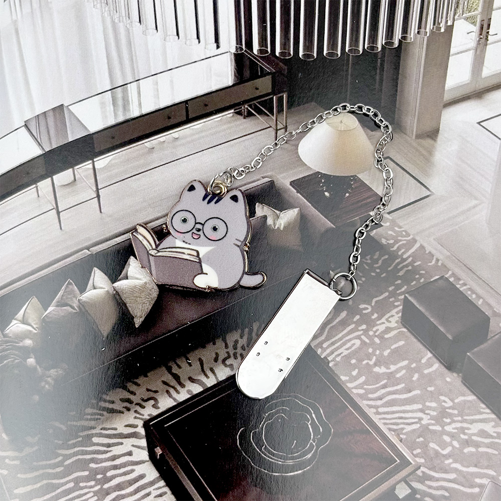 貓咪書籤【22種款式可選】金屬鍊條書籤 隱形書籤 琺瑯貓咪吊飾 書籤夾 金屬書籤 吊掛貓咪 陪讀小貓 貓咪吊飾 鋅合金 兩用書籤, , large