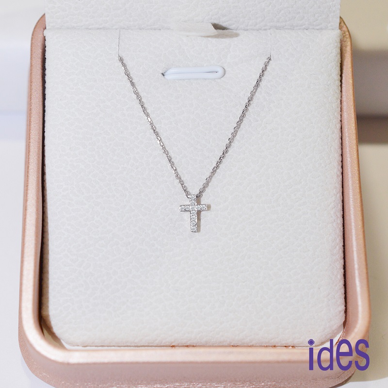 [ides愛蒂思] 成年禮 生日禮 日系輕珠寶OL系列設計款14K金鑽石項鍊鎖骨鍊/十字架（小）, , large