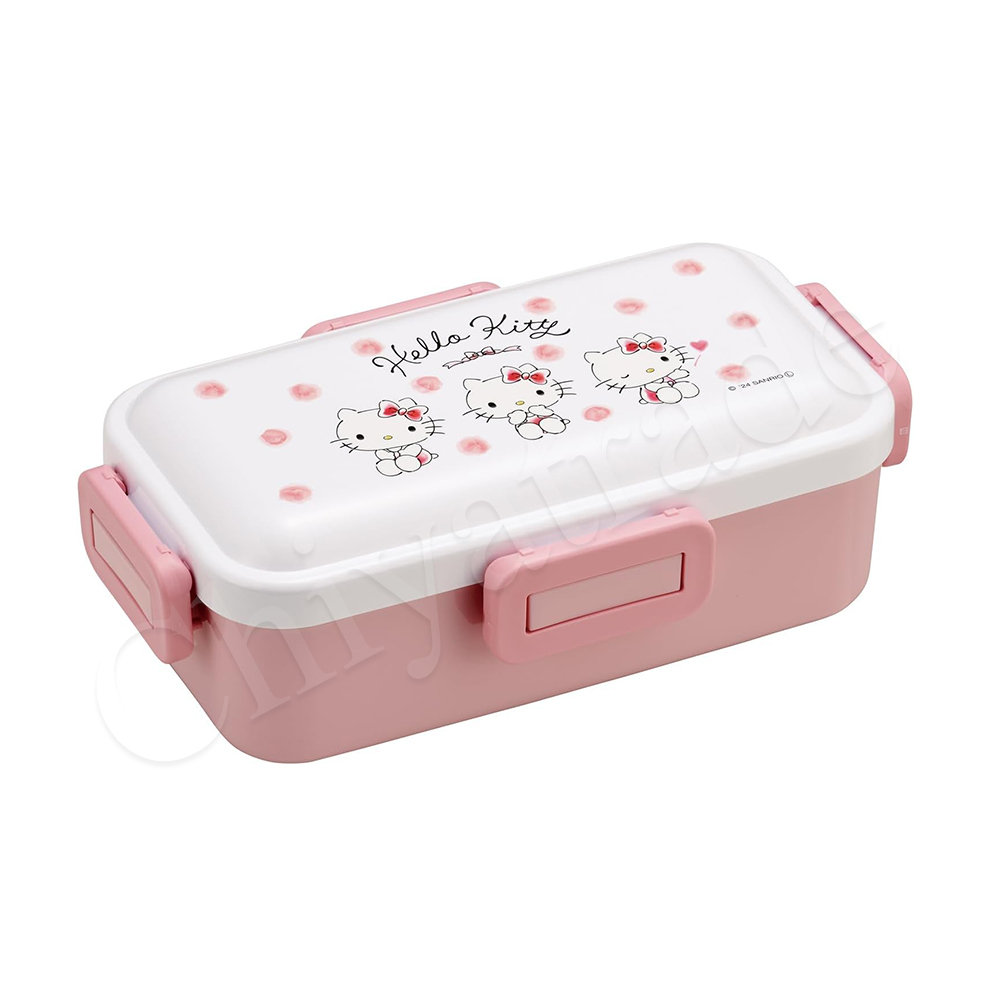 【百科良品】日本製 三麗鷗 Kitty 可愛彩妝 便當盒 保鮮餐盒 抗菌加工Ag+ 530ML(日本境內版)-凱蒂貓, , large