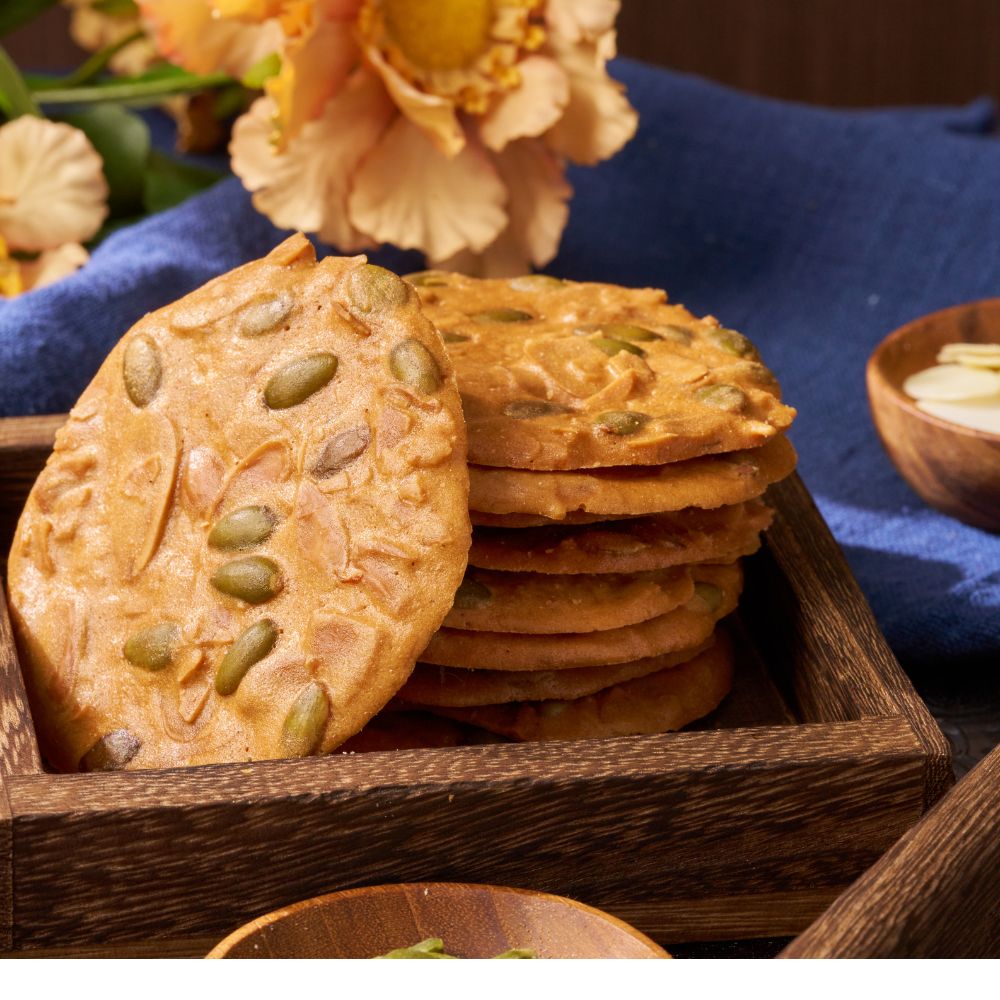 Almond Pumpkin Crispy Tile 5-Pack + 2 Bonus Packs | Crunchy Handmade Taiwan Snack【ChouChou Enterprise】, , large