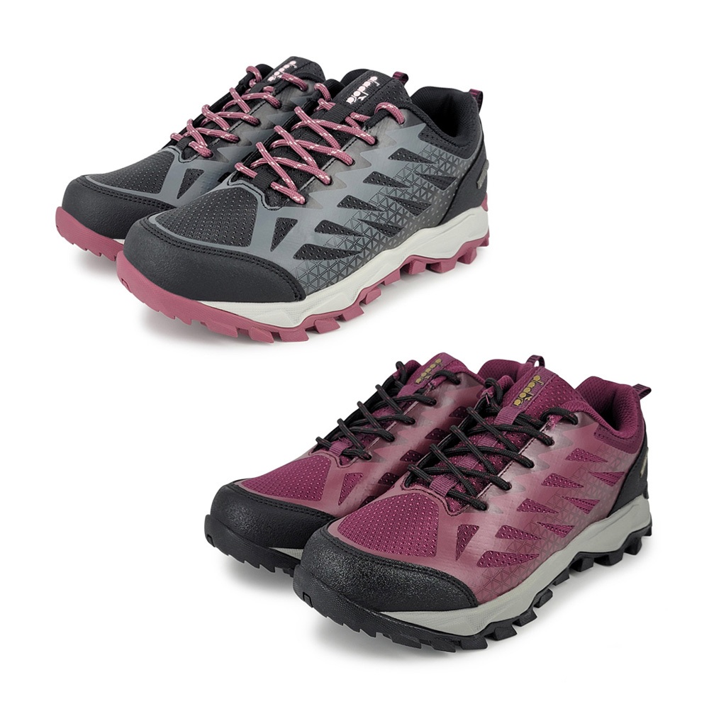 DIADORA迪亞多那 防潑水越野鞋 女運動鞋 登山鞋 透氣 康特杯 保護後跟 散熱 排濕 彈力 耐磨 防滑 黑 紅, , large