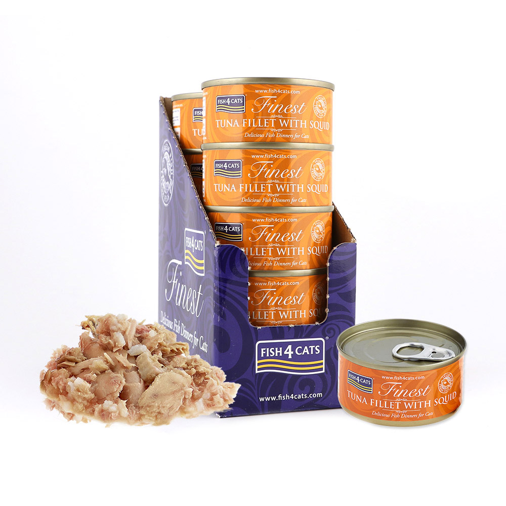 【倆寶貝精品館】海洋之星FISH4CATS 鮪魚花枝貓罐 70gｘ10罐, , large