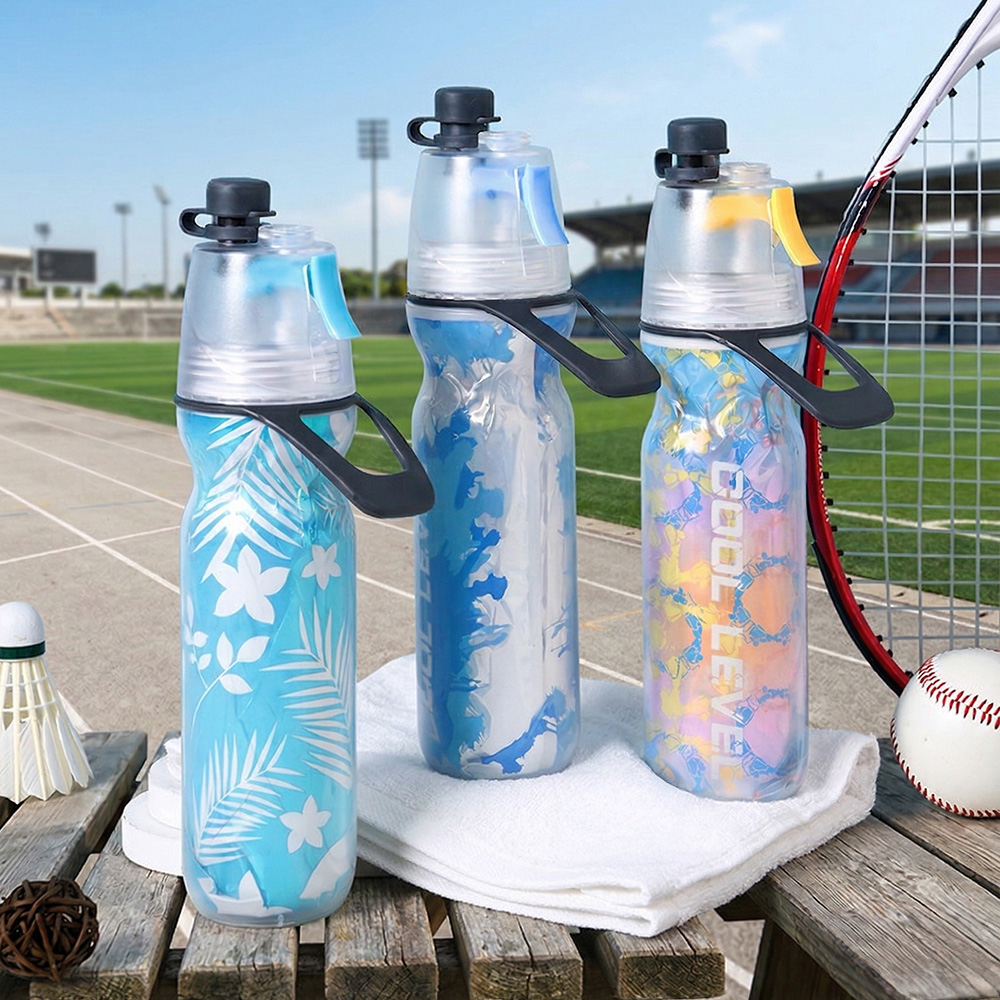 保冷噴霧水壺 500ml 【4色可選】運動水壺 噴霧降溫 三層保冷 軟質耐摔 健身 登山 馬拉松 外送員 LDPE 單車 跑步, , large