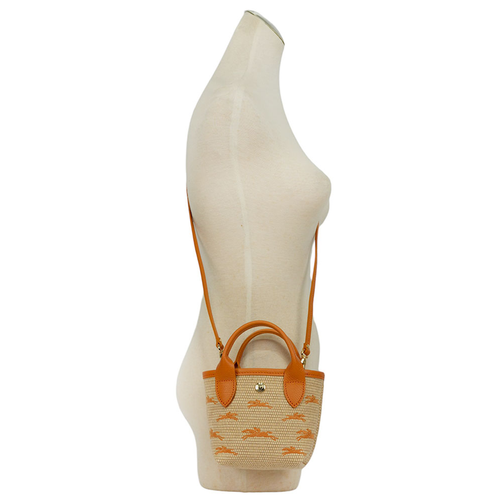 LONGCHAMP XS號 LE PANIER PLIAGE 滿版草編迷你二用包/杏桃色, , large