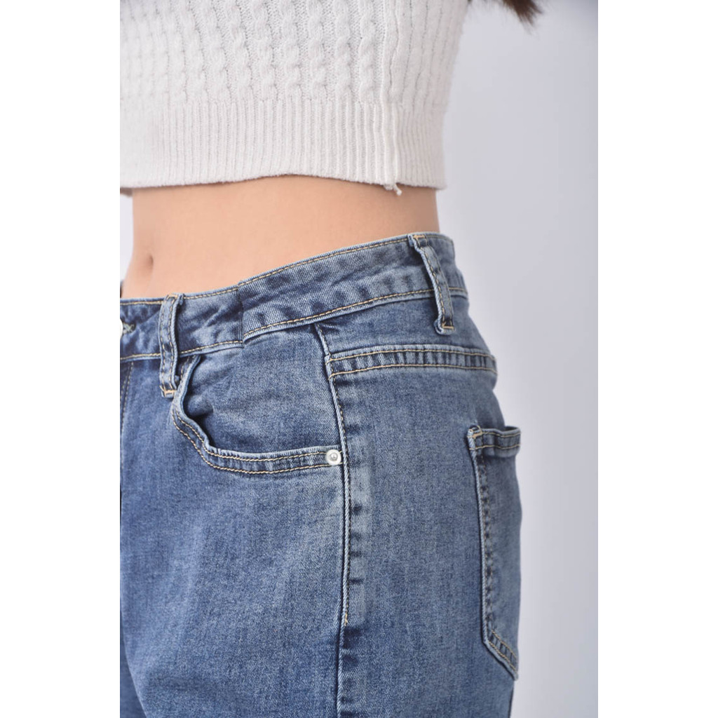 (S) 高腰丹寧牛仔寬版藍色長褲二手衣, , large