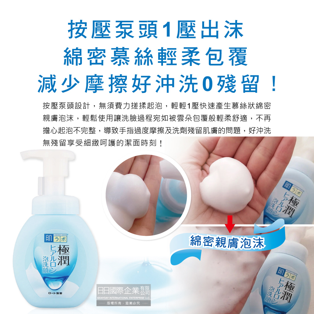[日日好物]日本ROHTO樂敦-HADALABO肌研極潤3重玻尿酸潤澤泡沫洗面乳160ml/瓶(嫩光澤潔顏慕絲,臉部清潔卸淡妝泡泡洗顏霜,溫和親膚全膚質適用), , large