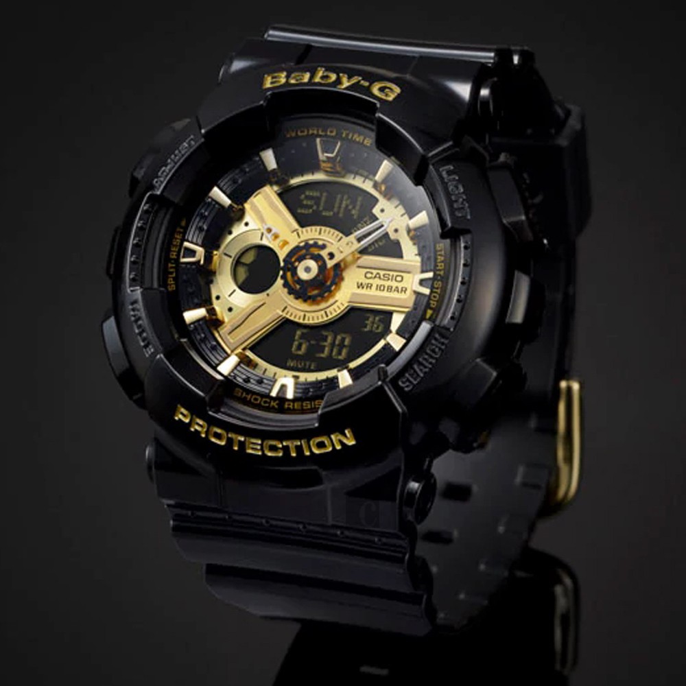 CASIO 卡西歐 Baby-G 黑金率性雙顯錶 BA-110-1ADR, , large