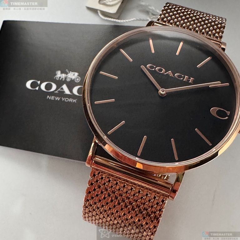 [星晴錶業]COACH手錶,42mm,CH00243黑色錶面玫瑰金錶殼玫瑰金色米蘭錶帶款, , large