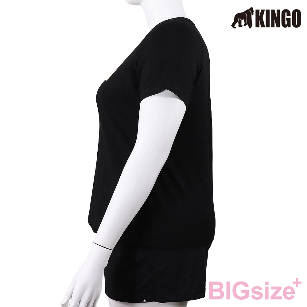 KINGO-大尺碼-女款 圓領T恤-丈青-414140, , large