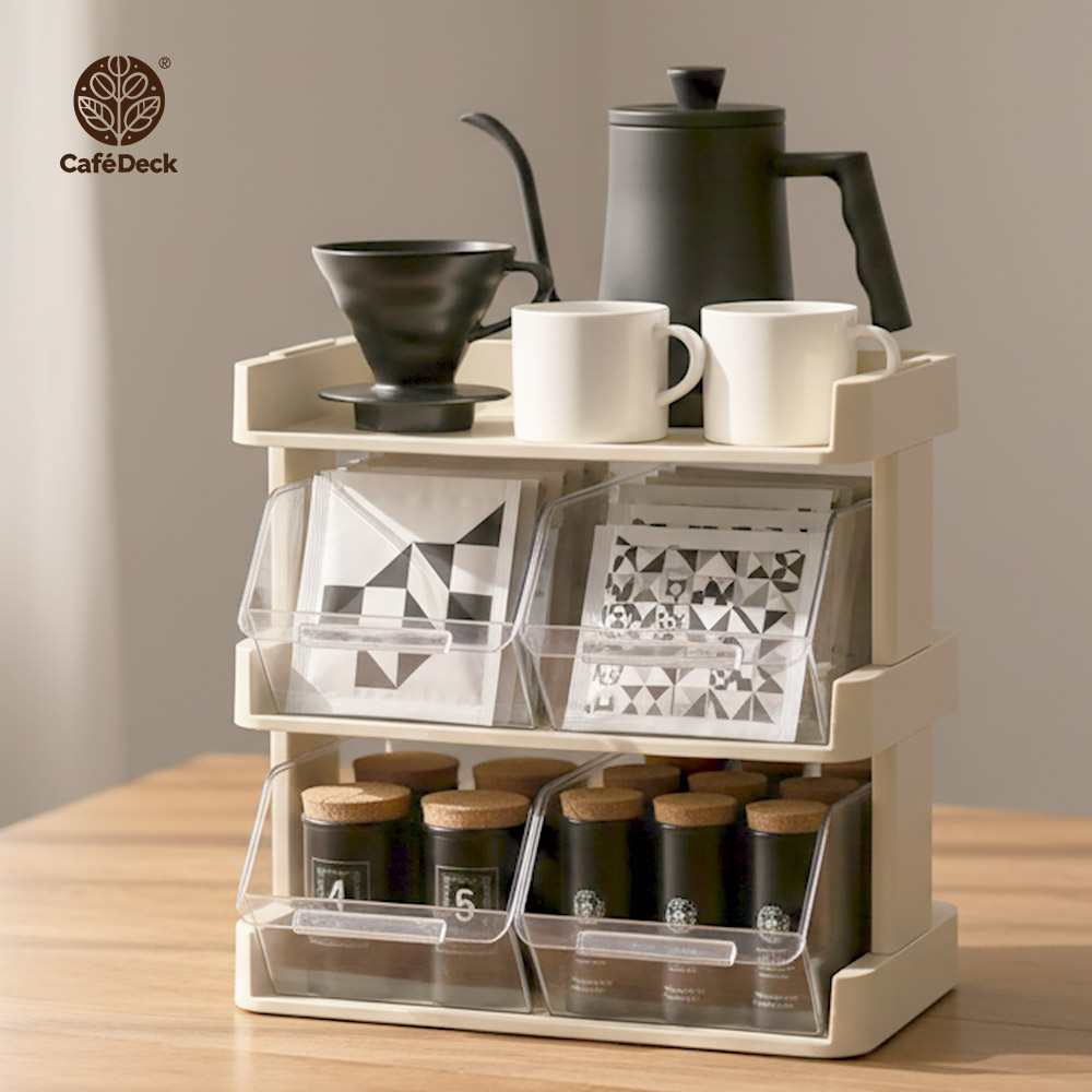 CafeDeck｜咖啡茶包零食整理收納架 奶油白三層, , large