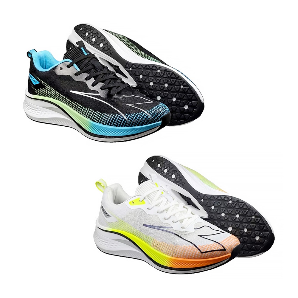 DIADORA迪亞多那 專業避震慢跑鞋 男運動鞋 男鞋 寬楦 透氣 散熱 厚底 吸震 回彈 足弓支撐 止滑 黑藍 白桔, , large