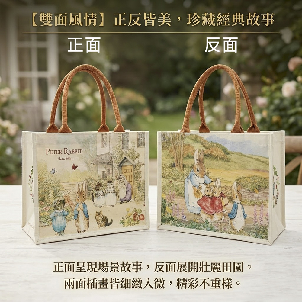 【世豐】PETER RABBIT 比得兔帆布大手提袋 手提袋 購物袋 環保購物袋 手提包 外出包 帆布袋 環保袋, , large