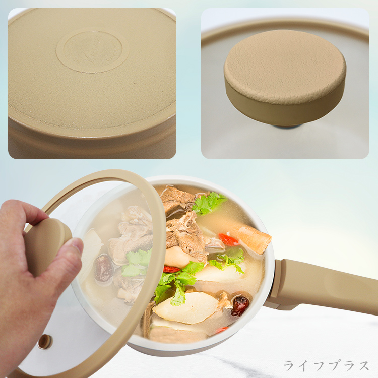 日本金太郎 Latte 陶瓷強化層IH片手鍋-18cm-2支, , large