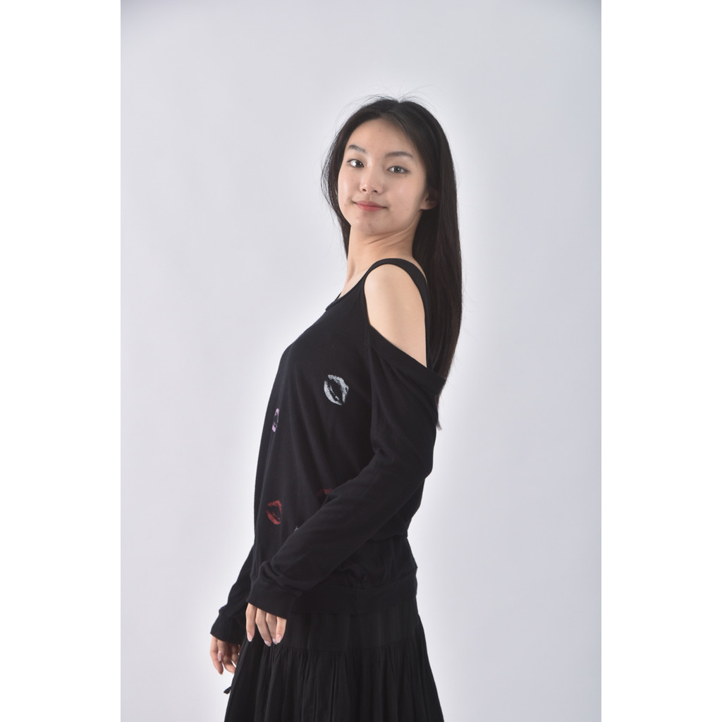 (S) lauren moshi棉質純棉黑色長袖上衣二手衣, , large