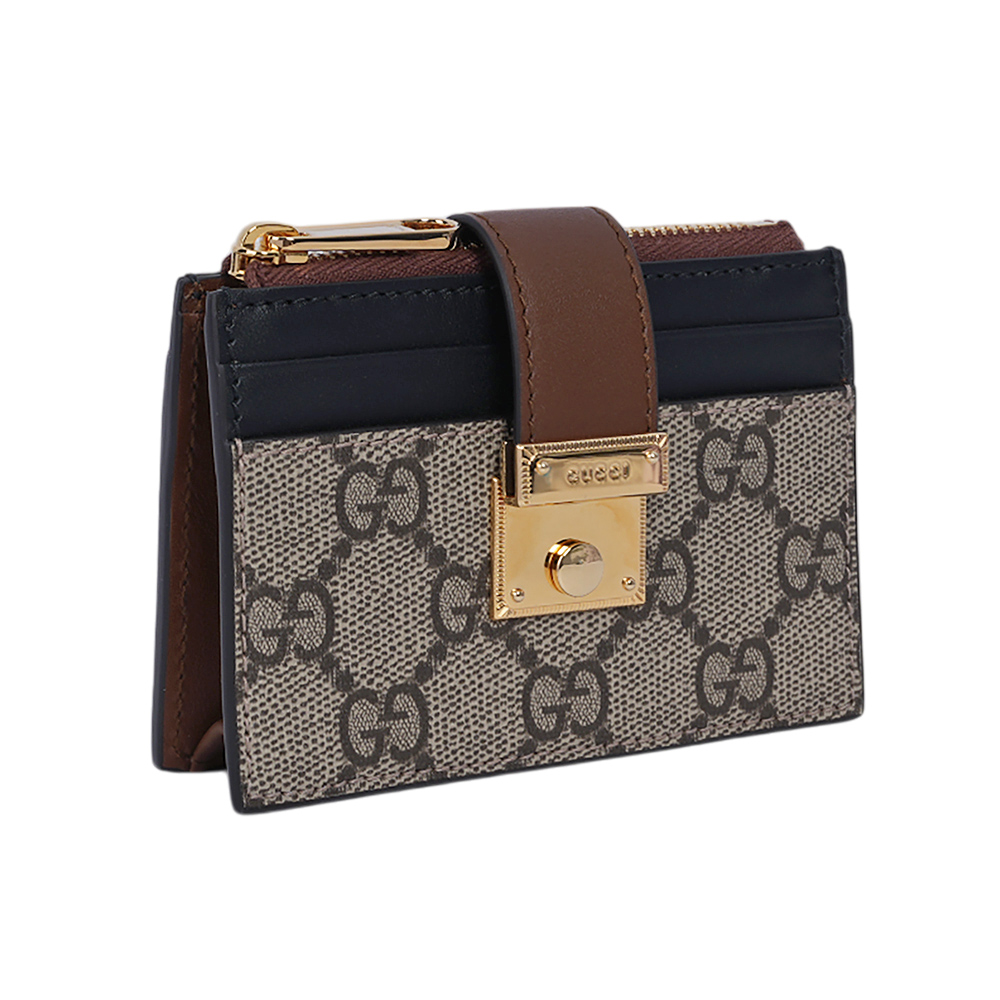 GUCCI Padlock 鎖釦設計附證件夾層拉鍊卡夾包/零錢包/烏木色/黑色, , large