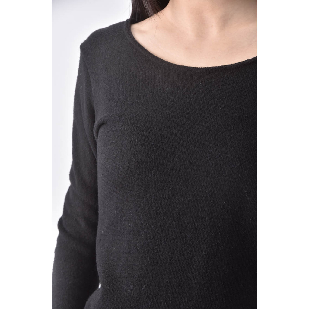 (S) 【又又私服】alice fashion shop質感圓領黑色長袖上衣二手衣, , large