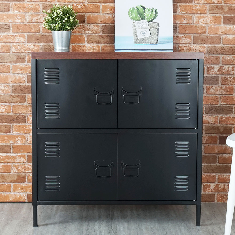 【Homelike】喜家居特爾工業風鋼製四門置物櫃(1804), , large