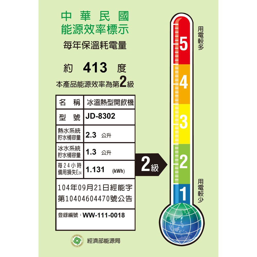 晶工牌 節能環保冰溫熱開飲機 JD-8302, , large