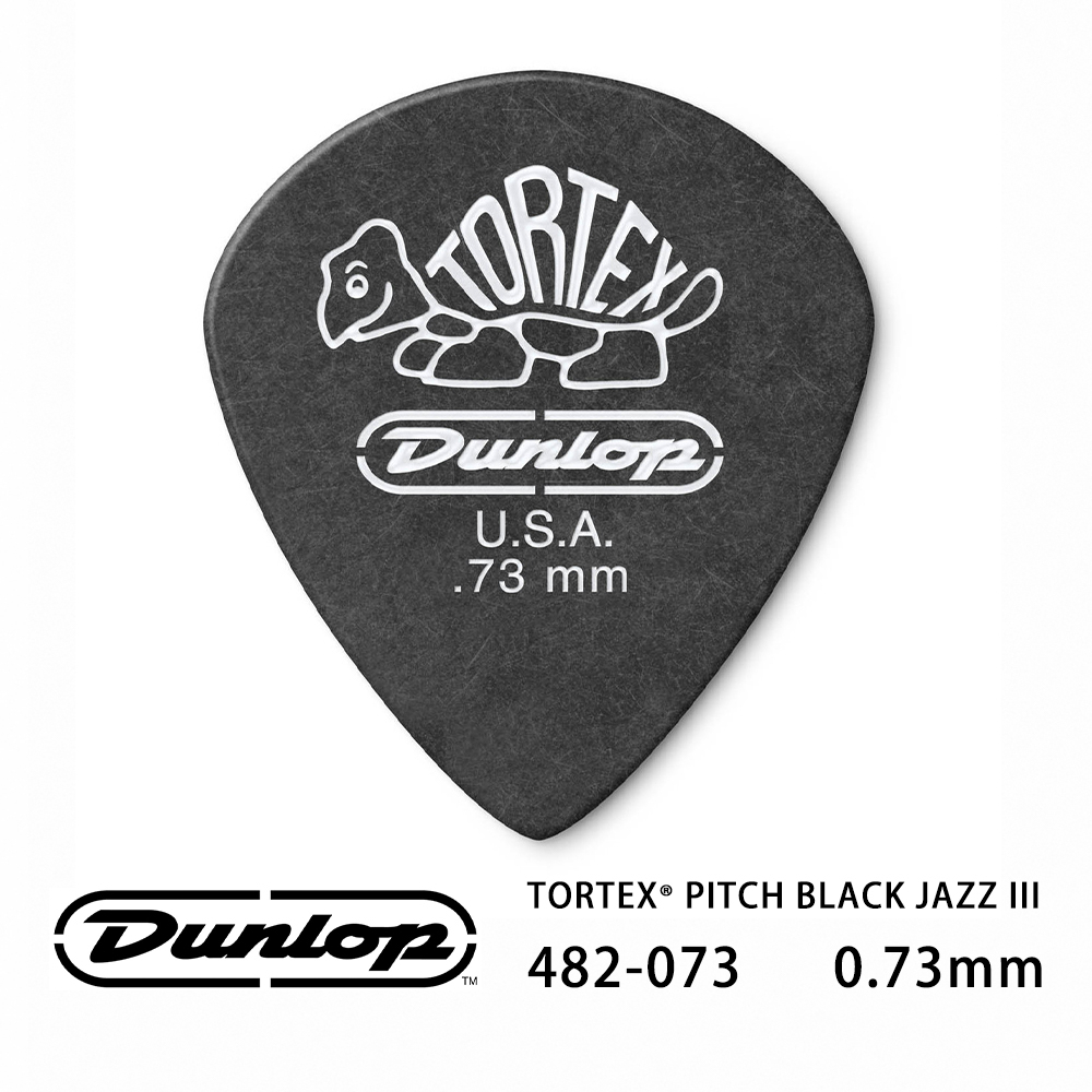 Jim Dunlop Tortex Pitch Black Jazz lll 482R 0.73mm Pick, , large