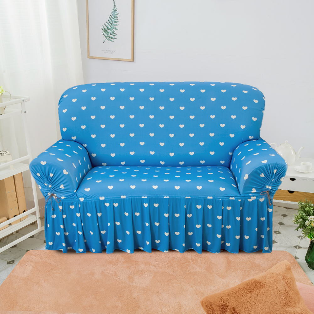 【格藍傢飾】涼感沙發套-甜心教主 裙襬 抽繩專利 加大版 高品質 親膚透氣 冰絲沙發罩 沙發布套 彈力