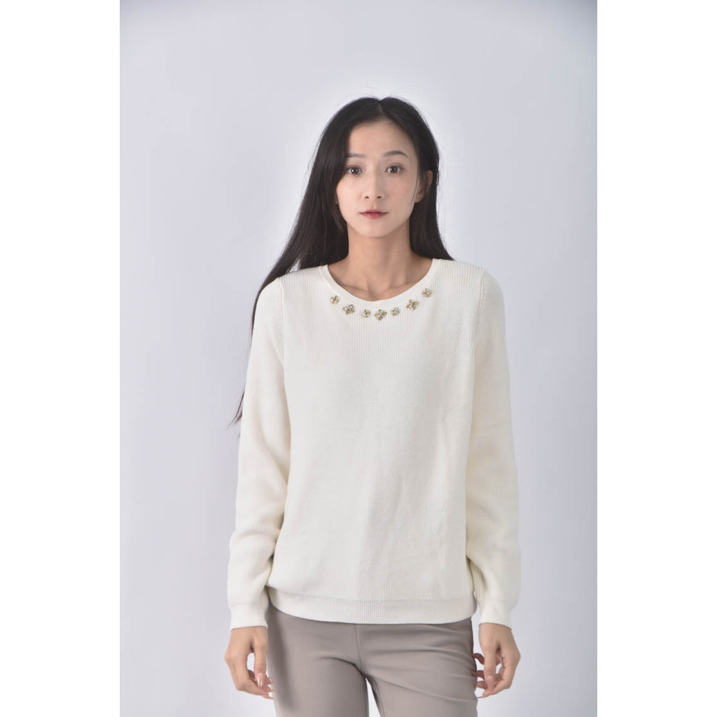 (S) apuweiser-riche棉質珠珠黃色長袖上衣二手衣, , large