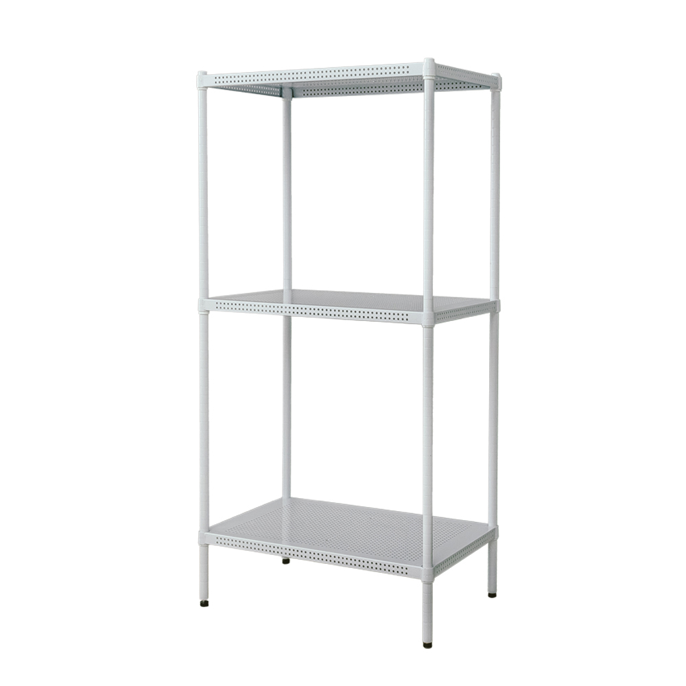【Y HOUSE】75x45x150cm perforated plate three-layer shelf perforated plate shelf iron rack - paint white, , large
