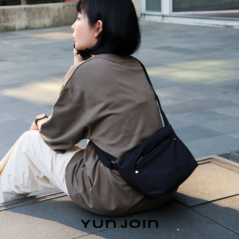 【YUN JOIN】AIRFLOW 多層梯形斜肩包-黑色 側背包 小包 肩背包 城市簡約 日韓系 隨身包, , large