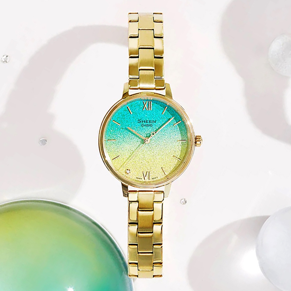 CASIO 卡西歐 SHEEN 優雅漸層石英女錶 SHE-4548G-2A, , large