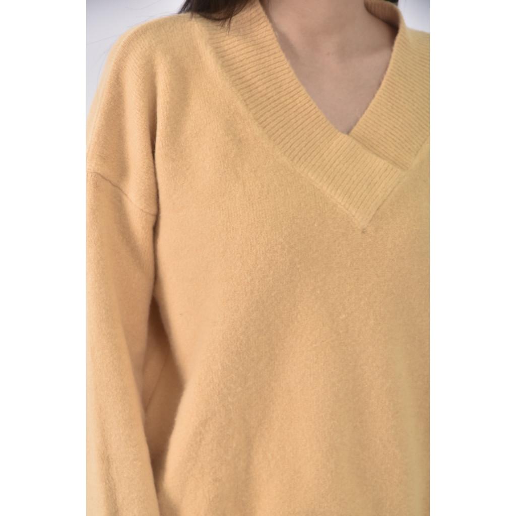 (XL) V領黃色毛衣二手衣, , large