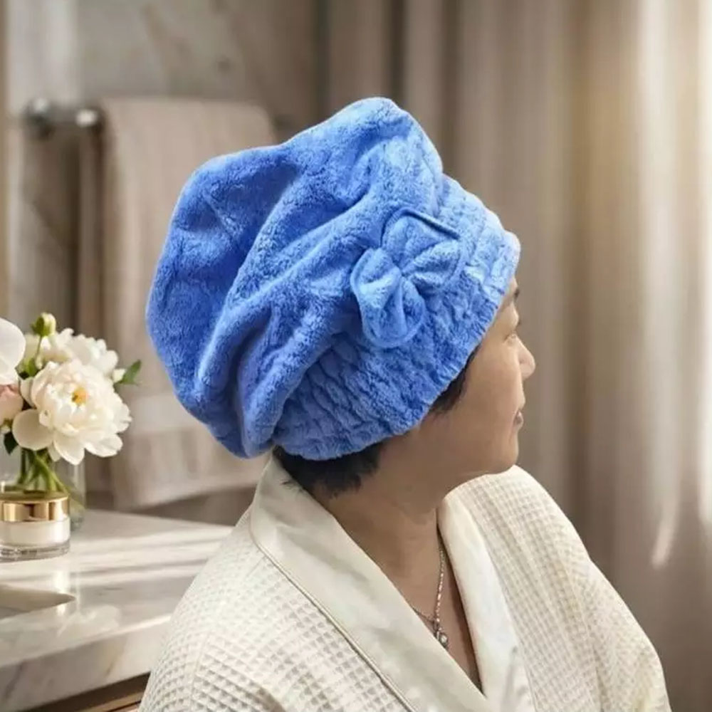 [Kaimei Cotton] Single entry, random excellent top-grade open fiber yarn, super absorbent princess shape shower cap, MIT Taiwan made, , large