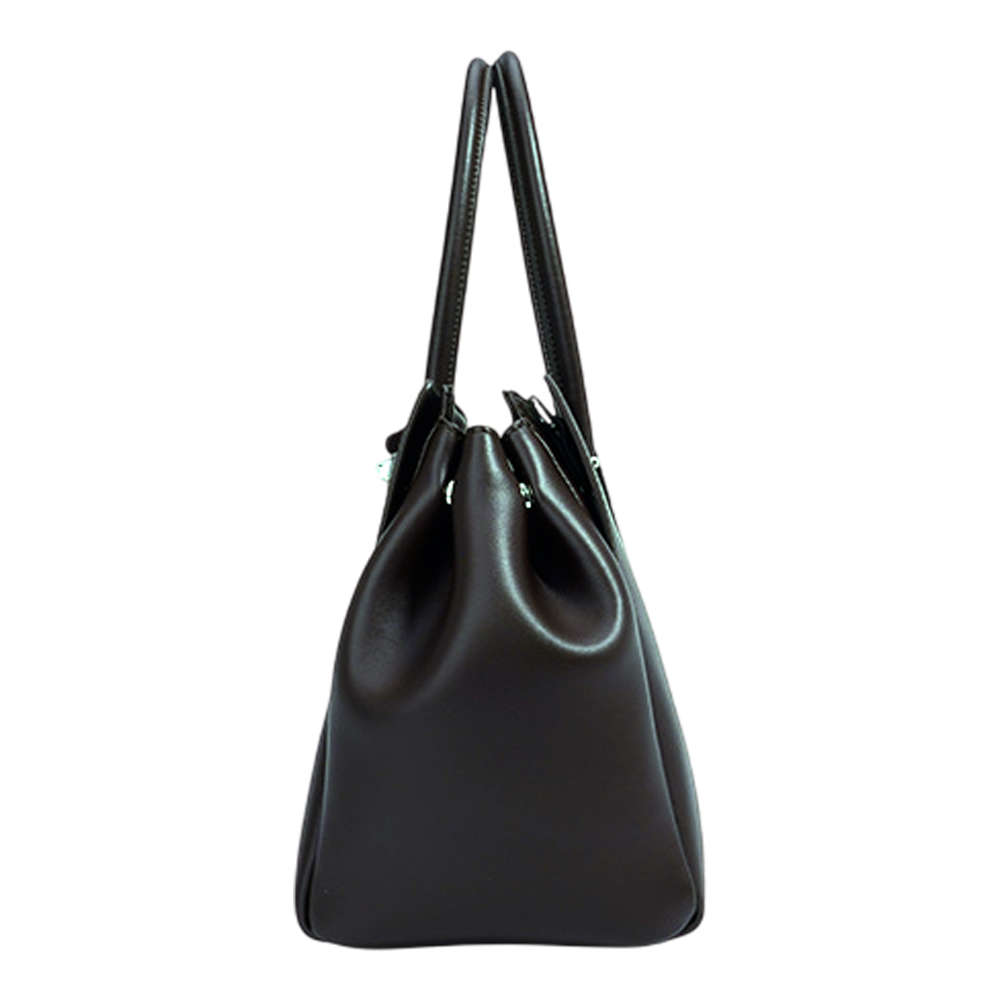 【ZENDAR】限量1折 頂級小牛皮手提包肩背包 葛蕾絲系列 全新專櫃展示品(金剛黑), , large