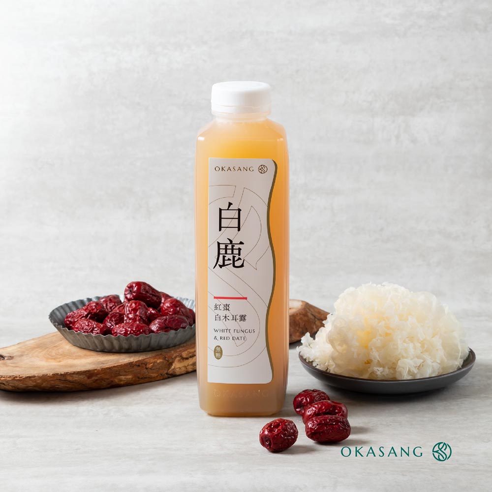 OKASANG  No added sugar Black and white fungus drink set ｜1000*6(Black fungus & Longan*3、Black fungus & Red date*1、Black fungus & Red date*1、White fungus & Red date*1), , large