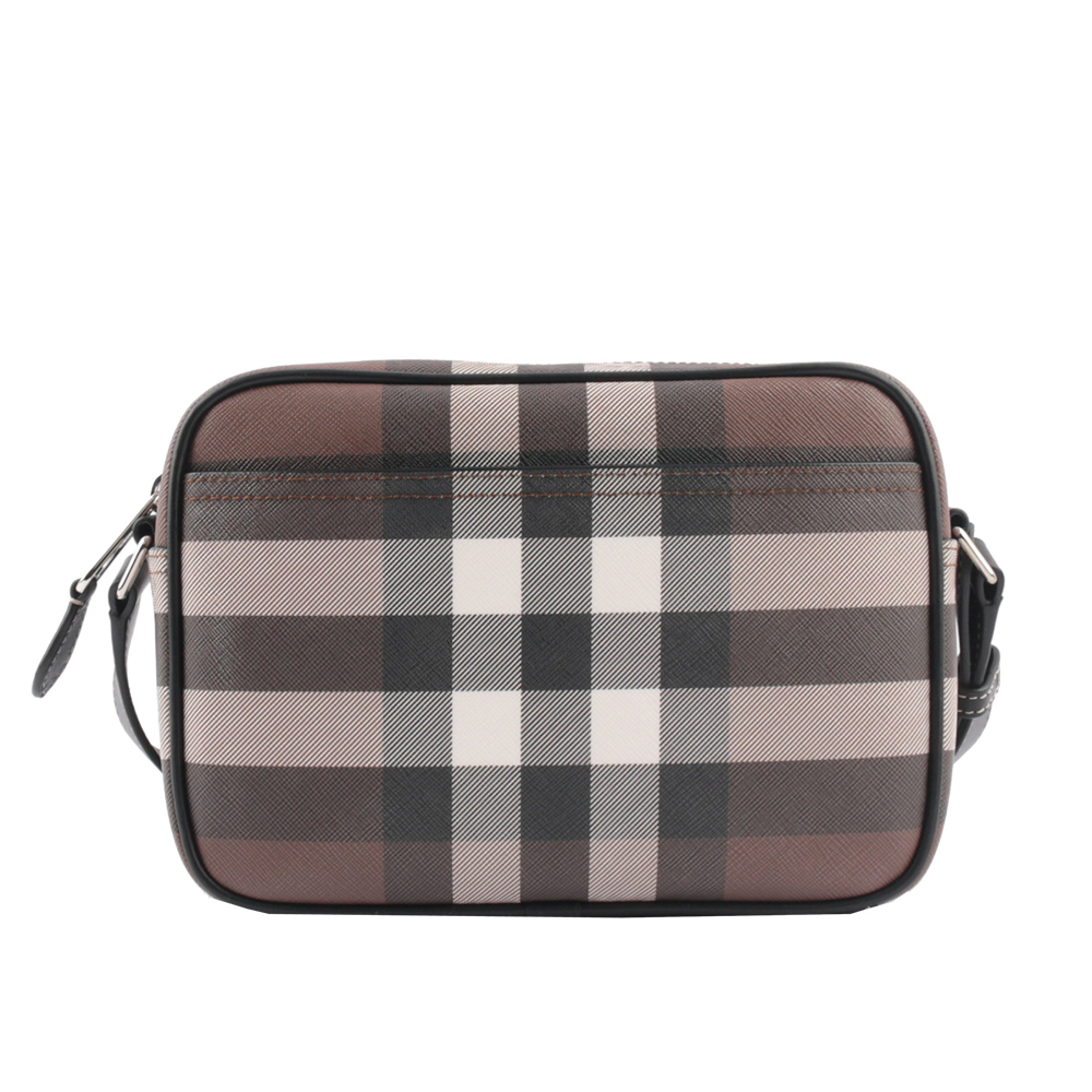 BURBERRY 格紋前口袋拉鍊斜背包/暗樺木棕色, , large