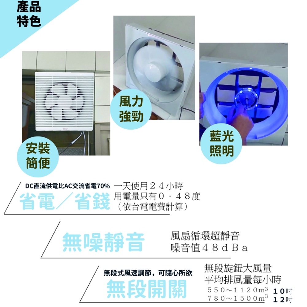 LAPOLO 藍普諾 12吋 DC直流變頻吸排扇 LAN1-1206超取限一台, , large