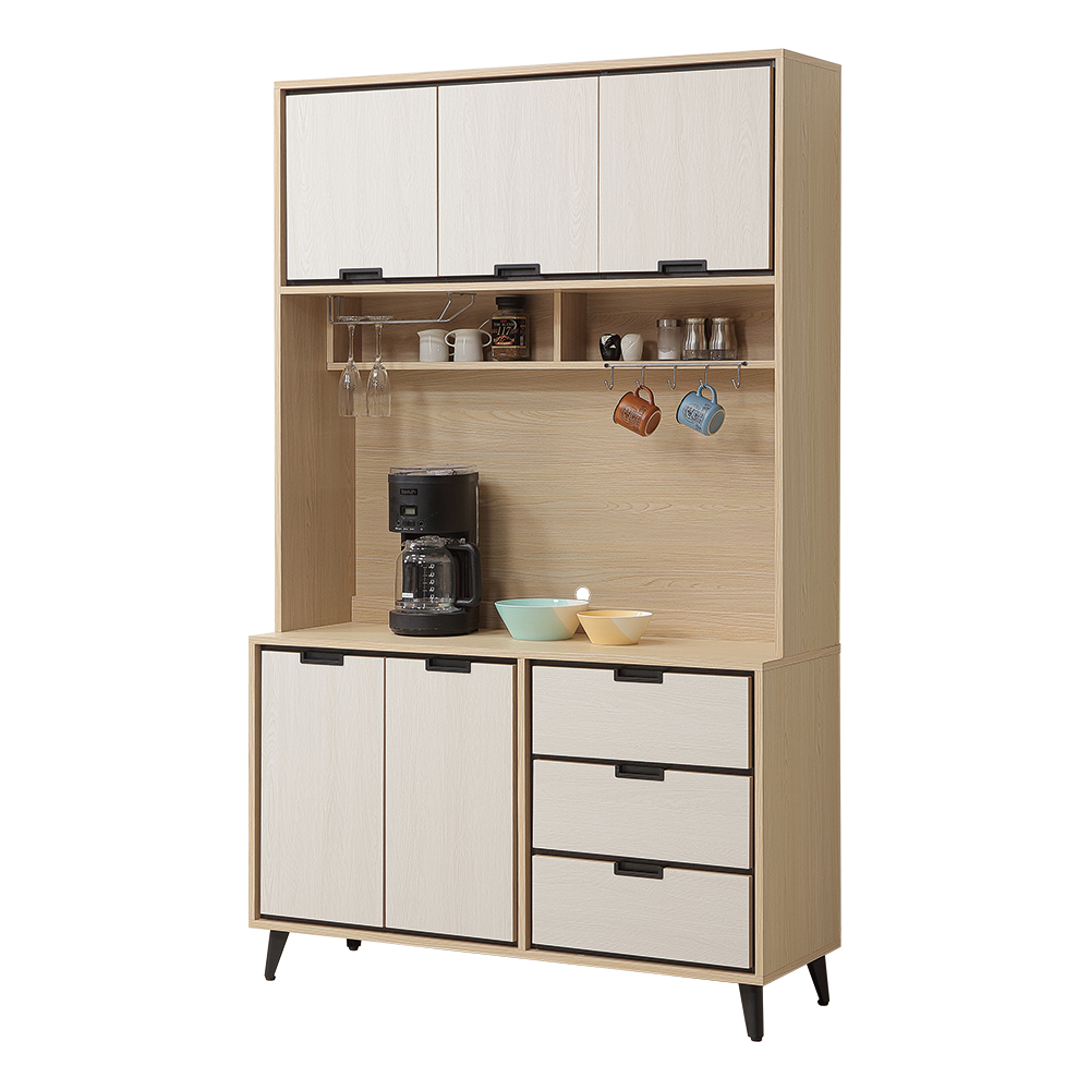 【唯熙傢俱】雷莎原木雙色4尺餐櫥櫃, , large