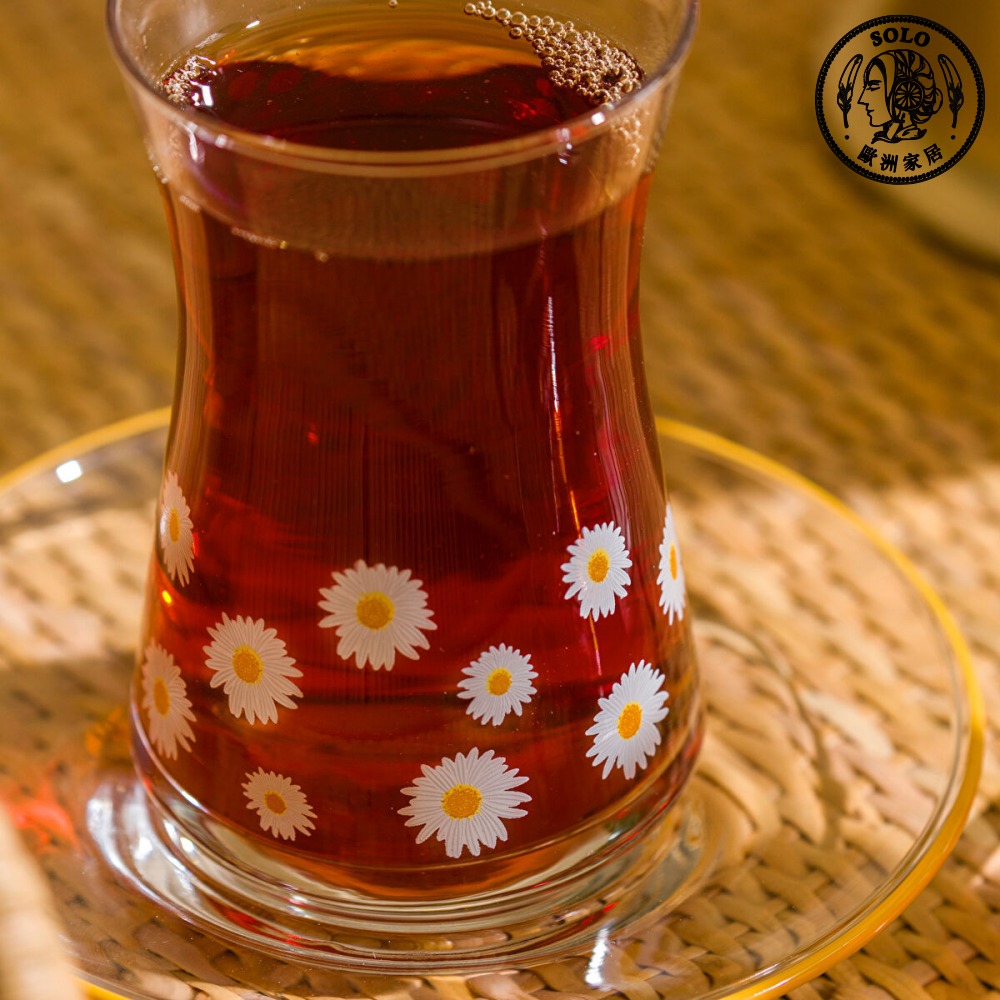 【SOLO Vintage】LCW Home 130ml Daisy Garden Glass Tea Cups Set Made in Turkey, , large