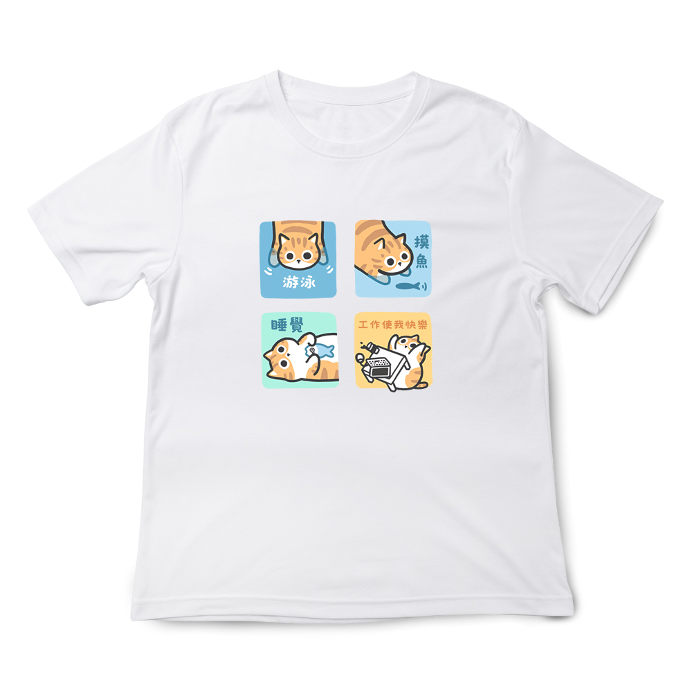 JZ TEE 橘貓日常生活 印花短袖T恤, , large