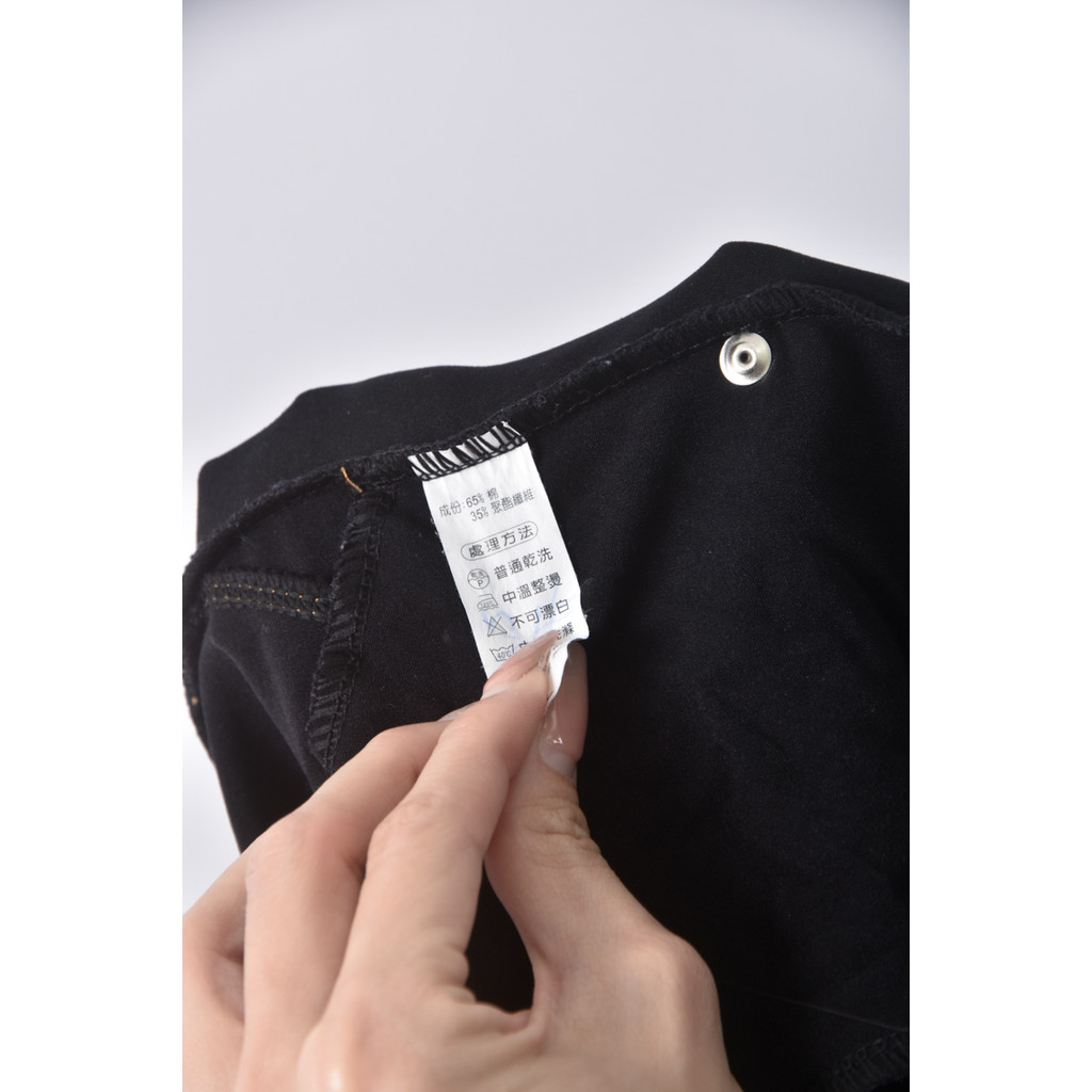 (XL) 高腰素面黑色長褲二手衣, , large