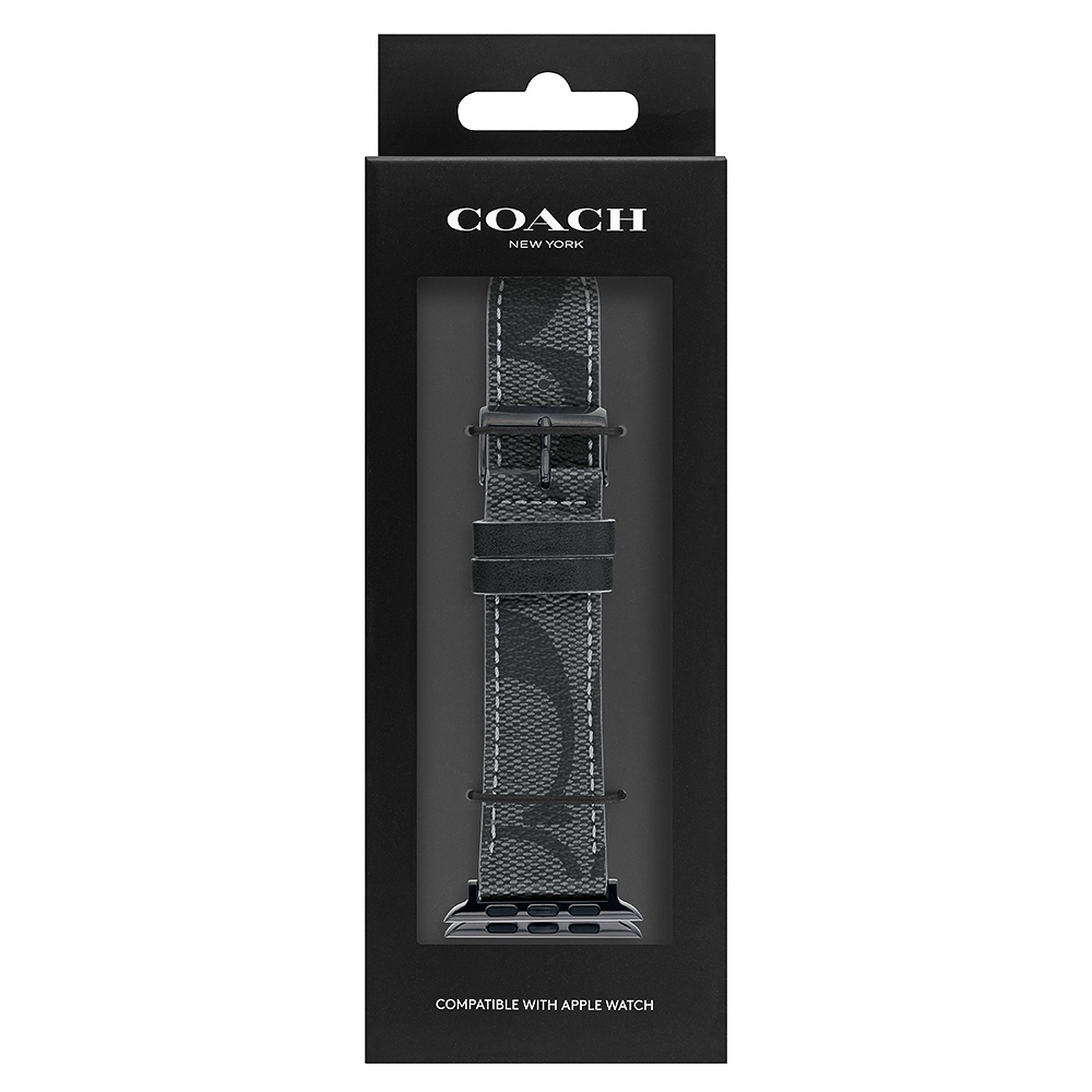 COACH Apple Watch 錶帶 42/44/45mm 適用 皮錶帶  - 鐵灰色 (不含手錶), , large