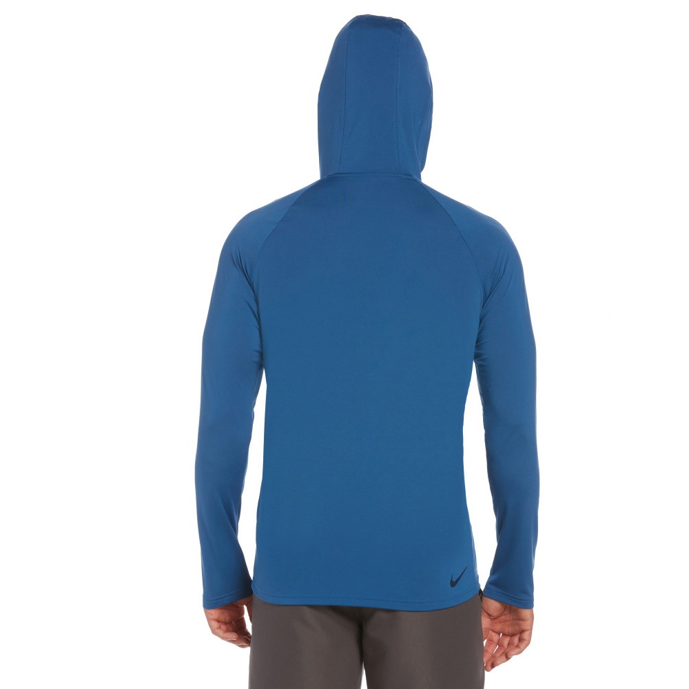 NIKE OUTLINE LOGO HOODED成人男性連帽防曬衣 戶外運動 乾爽 透氣 彈性 舒適 抗UV 黑 白 藍, 藍,XL, large