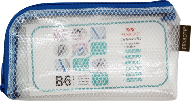 【PENROTE 筆樂】B6 EVA L型環保網格收納袋 藍, , large