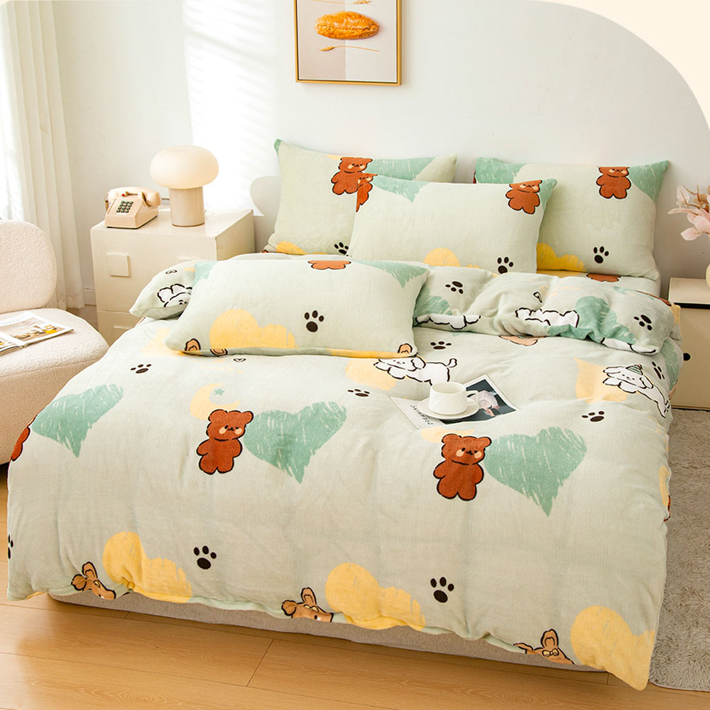 A-nice JOJO專櫃品牌 加厚款法蘭絨 床包兩用被毯四件組 柔軟細緻保暖 D - 卡加布列島, , large